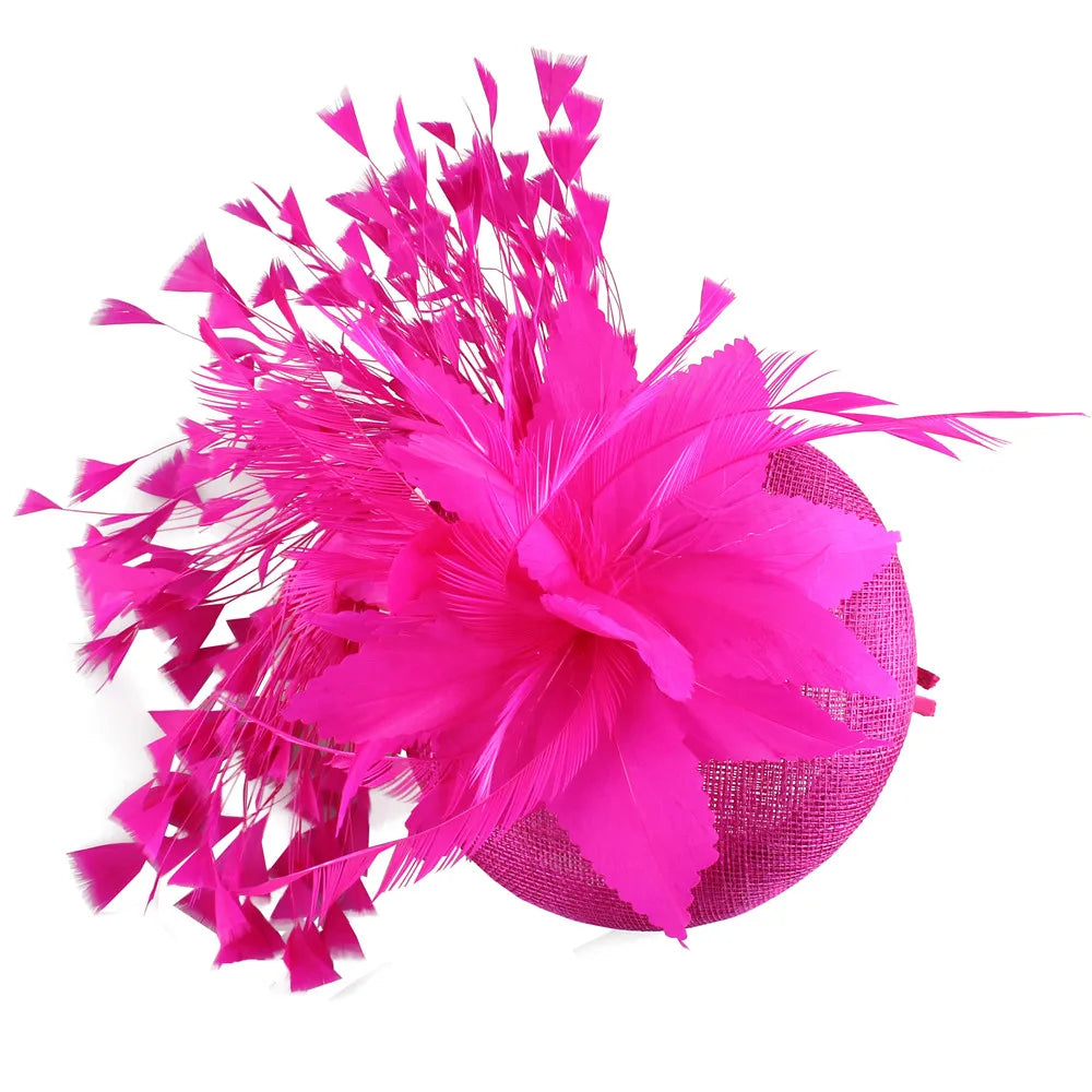Elegant Red Wedding Fascinator Hat β Imitation Sinamay Feather Headpiece, Vintage Bridal Hair Accessory for Women