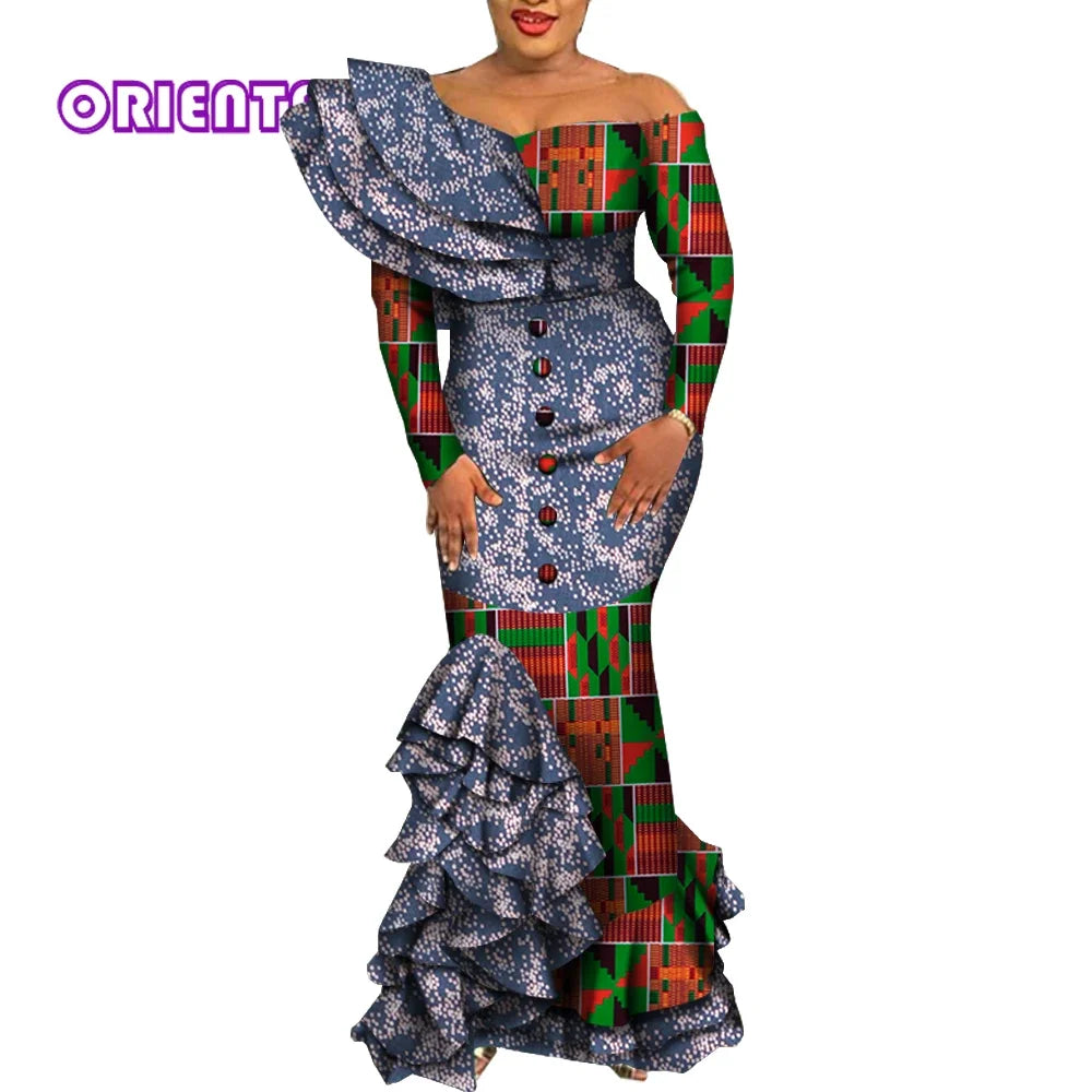 African Mermaid Dress – Elegant Ankara Maxi Gown