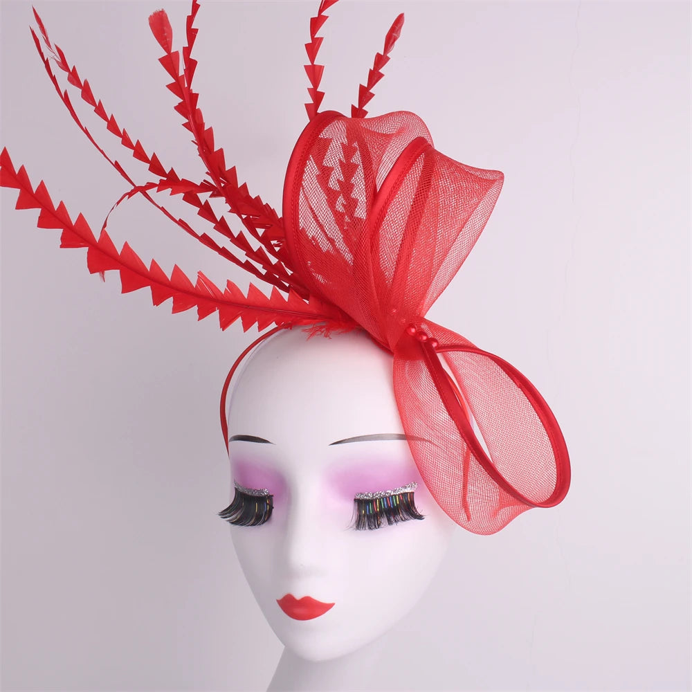 Women's Elegant Bow Fascinator β Feather Pillbox Hat with Veil for Weddings, Parties, Derby & Bridal Headwear