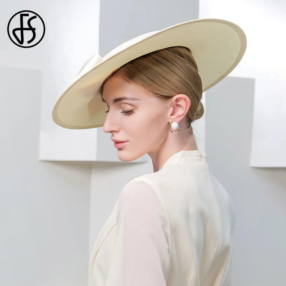 Wide Brim Church Fascinator Hat β Elegant Big Bowknot Fedora for Women, Kentucky Derby, Weddings & Tea Parties