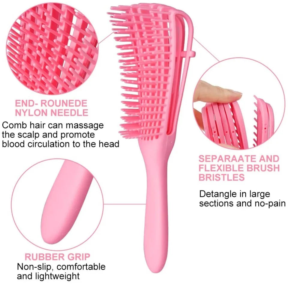 Detangling Exfoliating Hair Brush Massager Hair Comb for Curly Natural Hair, Afro America/African Hair Textured 3a to 4c Kinky Wavy/Curly/Wet/Dry/Oil/Thick/Long Hair for Men Women and Children.