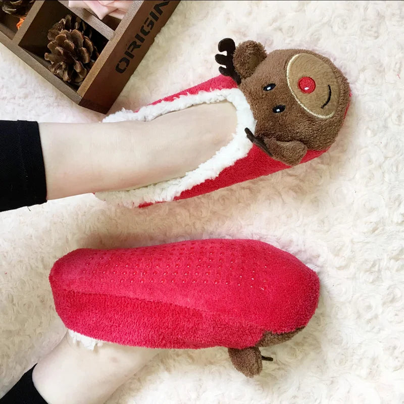 Fluffy Christmas House Slipper Socks β Kawaii Plush Winter Shoes, Cozy Cotton Anti-Skid Indoor Footwear for Women 2025
