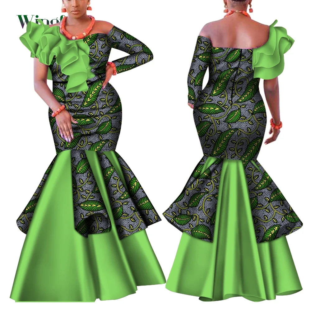 Dashiki African Mermaid Dress, Ankara Gown, African maxi mermaid, African prom dress, African prom 2024