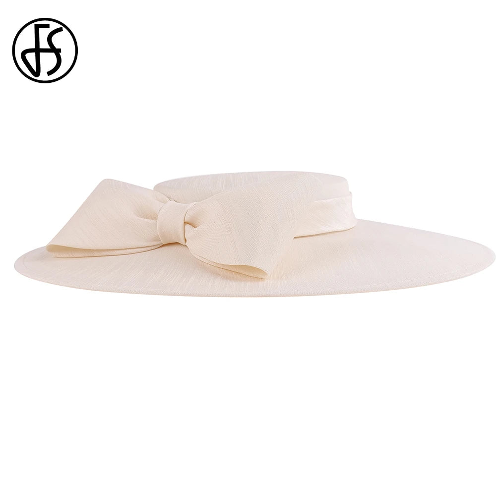 Wide Brim Church Fascinator Hat β Elegant Big Bowknot Fedora for Women, Kentucky Derby, Weddings & Tea Parties
