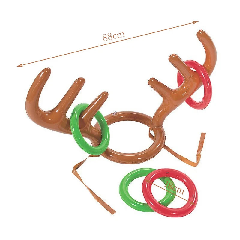 Christmas Inflatable Reindeer Antler Ring Toss Game β Fun Santa Party Toy for Kids, Outdoor New Year Gift