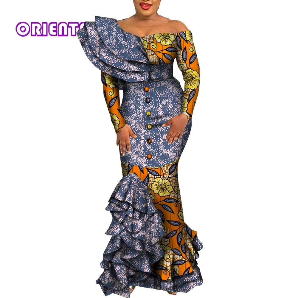 African Mermaid Dress – Elegant Ankara Maxi Gown