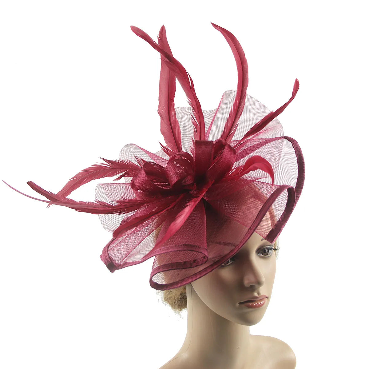 Lady's Flower Fascinator Headband β Elegant Pillbox Hat with Veil & Feather for Cocktail, Tea Party & Special Events