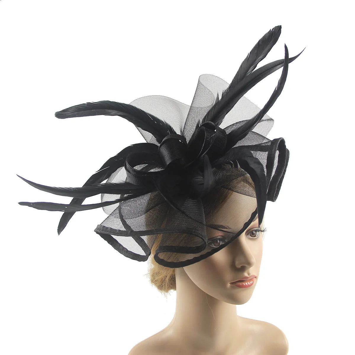 Lady's Flower Fascinator Headband β Elegant Pillbox Hat with Veil & Feather for Cocktail, Tea Party & Special Events