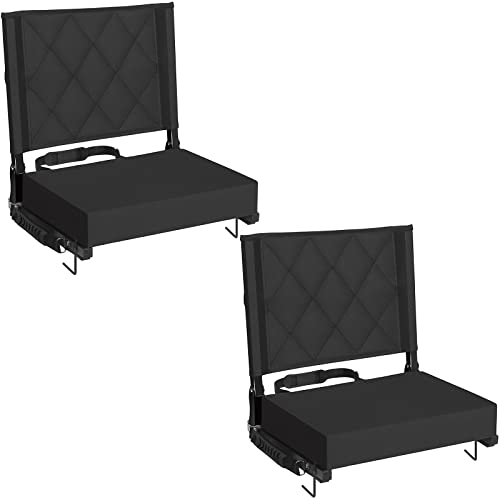 Sheenive Stadium Seats for Bleachers with Back Support, Bleacher Seats with Backs and Cushion Wide, Padded Portable Folding Comfort Stadium Chair with Shoulder Strap, Perfect for Sports Events