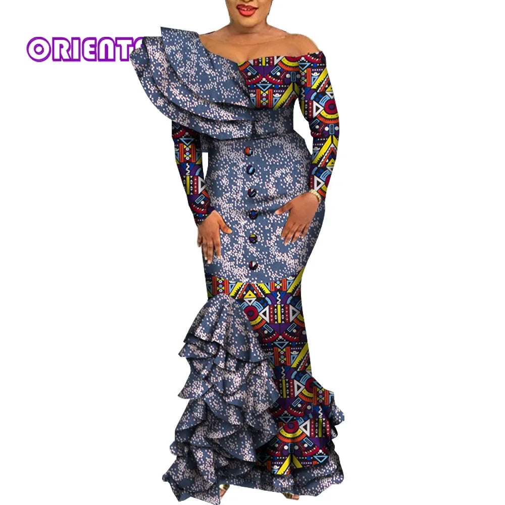 African Mermaid Dress – Elegant Ankara Maxi Gown
