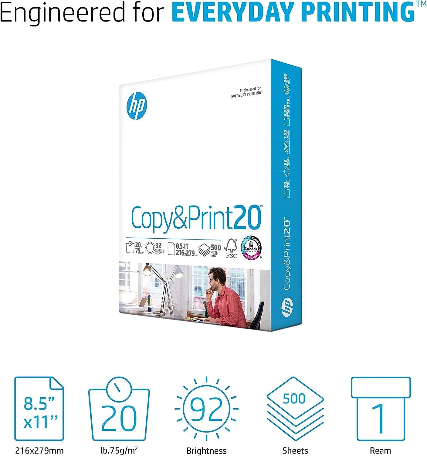 1 ream 500 sheets Printer Paper 8.5 X 11 Copy Print 20 Lb 92 Bright