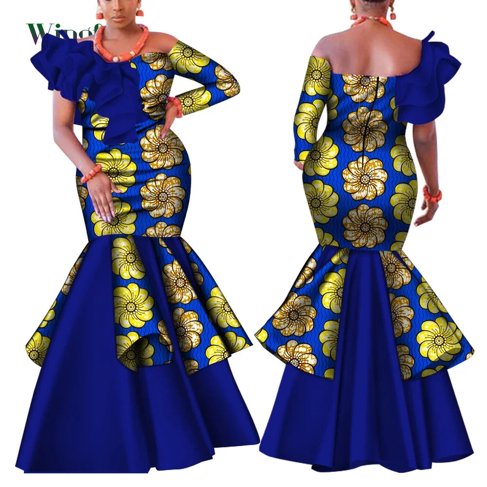 Dashiki African Mermaid Dress, Ankara Gown, African maxi mermaid, African prom dress, African prom 2024