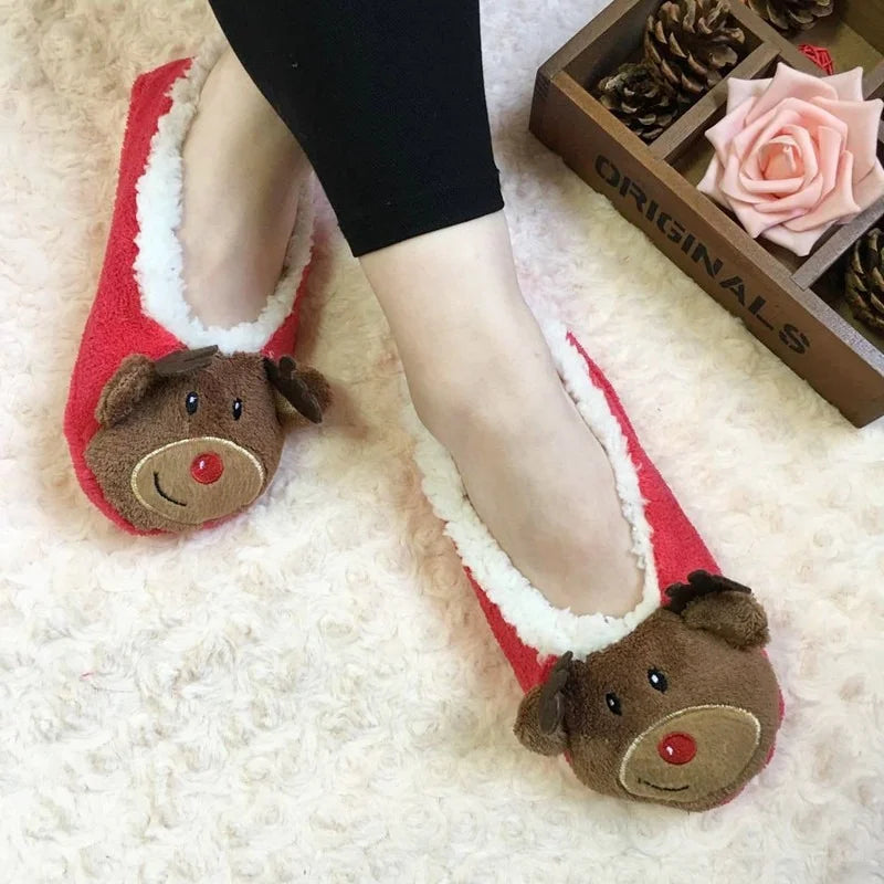 Fluffy Christmas House Slipper Socks β Kawaii Plush Winter Shoes, Cozy Cotton Anti-Skid Indoor Footwear for Women 2025