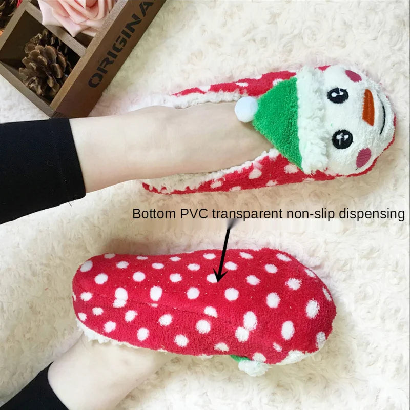 Fluffy Christmas House Slipper Socks β Kawaii Plush Winter Shoes, Cozy Cotton Anti-Skid Indoor Footwear for Women 2025