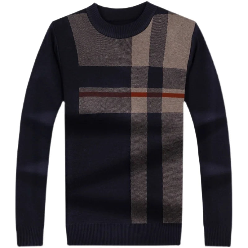 Casual Thick Warm Striped Knitted Pull Sweater Men Wear Jersey Dress Pullover Knit Sweaters Male Fashion