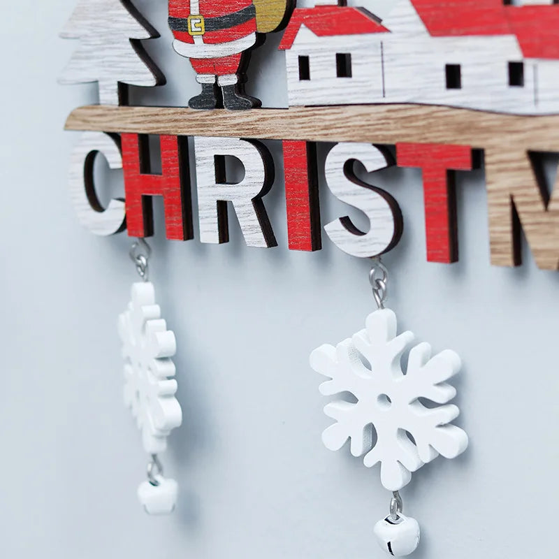 2025 Wooden Christmas Door Hanging Ornaments โ Festive Wall & Door Decor for Home, Merry Christmas & Happy New Year
