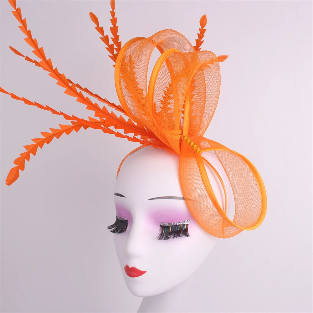 Women's Elegant Bow Fascinator β Feather Pillbox Hat with Veil for Weddings, Parties, Derby & Bridal Headwear