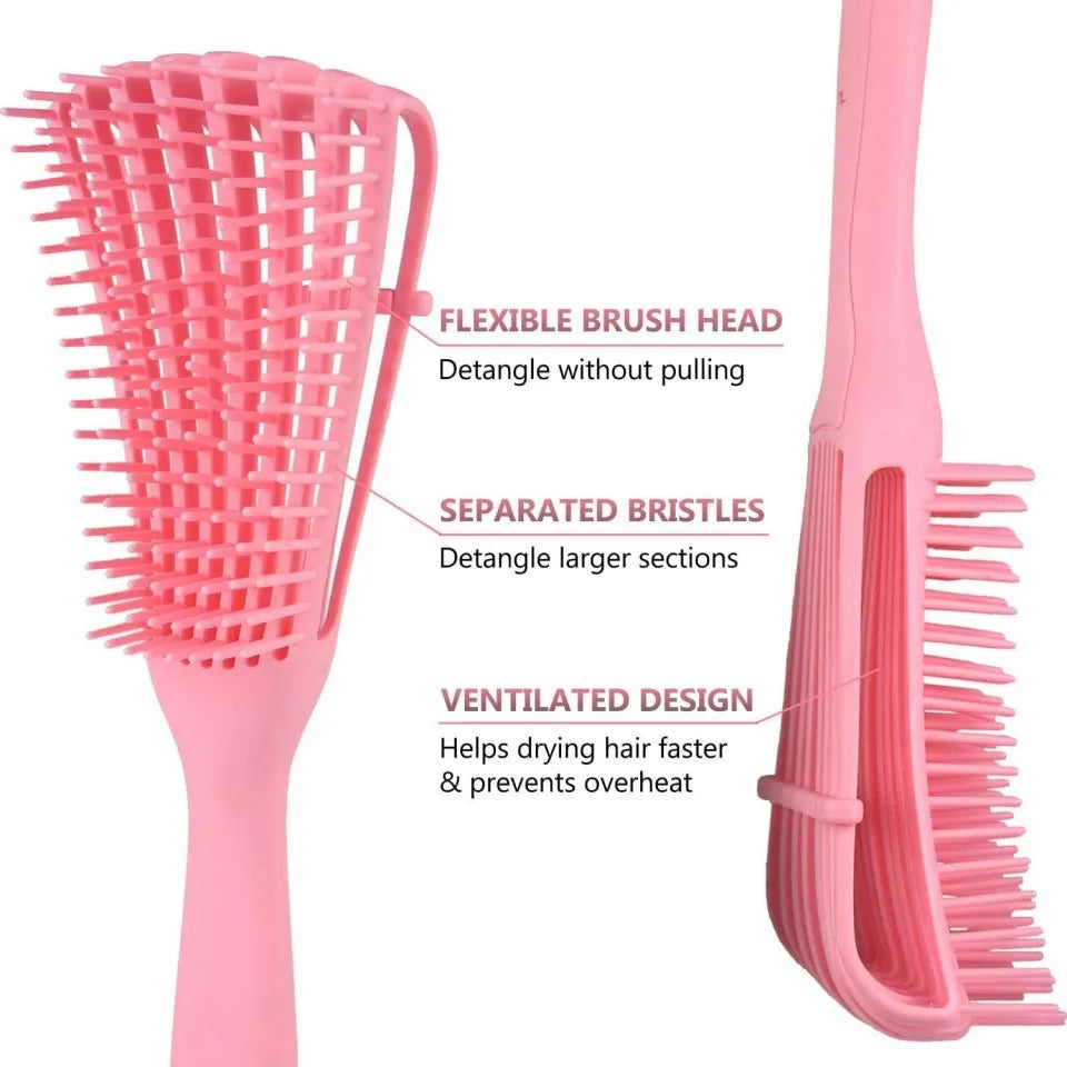 Detangling Exfoliating Hair Brush Massager Hair Comb for Curly Natural Hair, Afro America/African Hair Textured 3a to 4c Kinky Wavy/Curly/Wet/Dry/Oil/Thick/Long Hair for Men Women and Children.