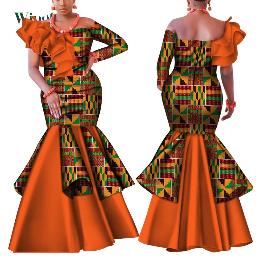 Dashiki African Mermaid Dress, Ankara Gown, African maxi mermaid, African prom dress, African prom 2024