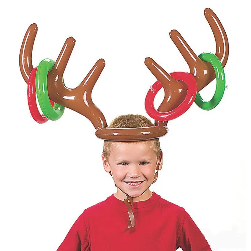 Christmas Inflatable Reindeer Antler Ring Toss Game β Fun Santa Party Toy for Kids, Outdoor New Year Gift