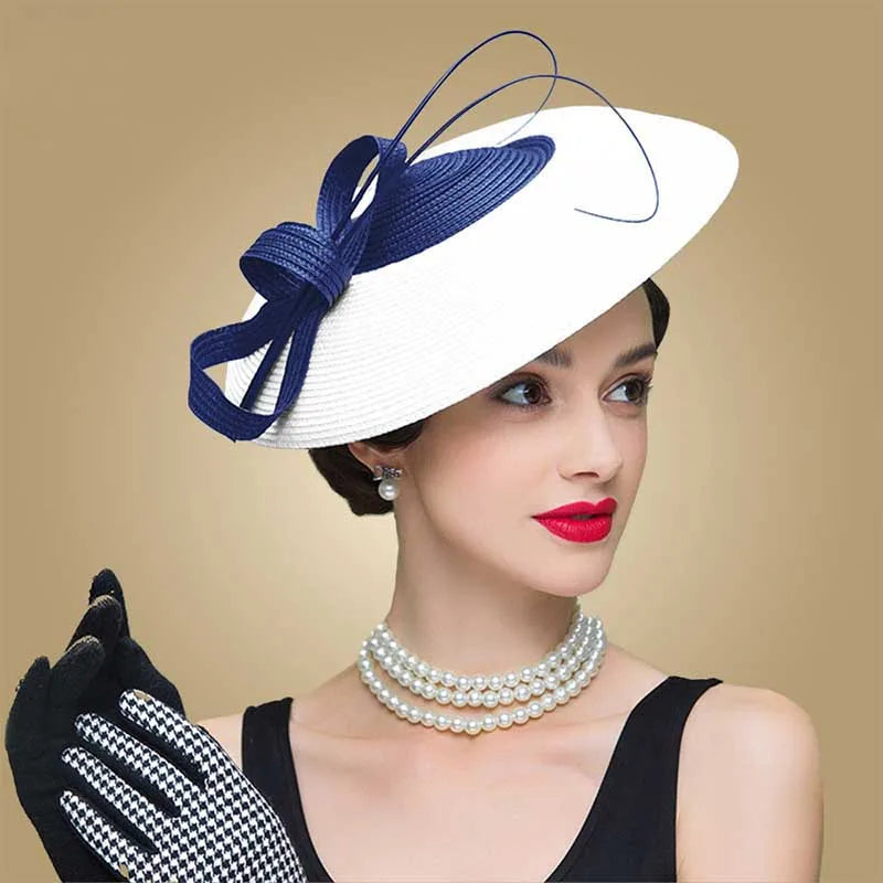FS Fascinators Pillbox Hat for Women – Elegant Black & White Church Fedora, Wedding Kentucky Derby Dress Hat