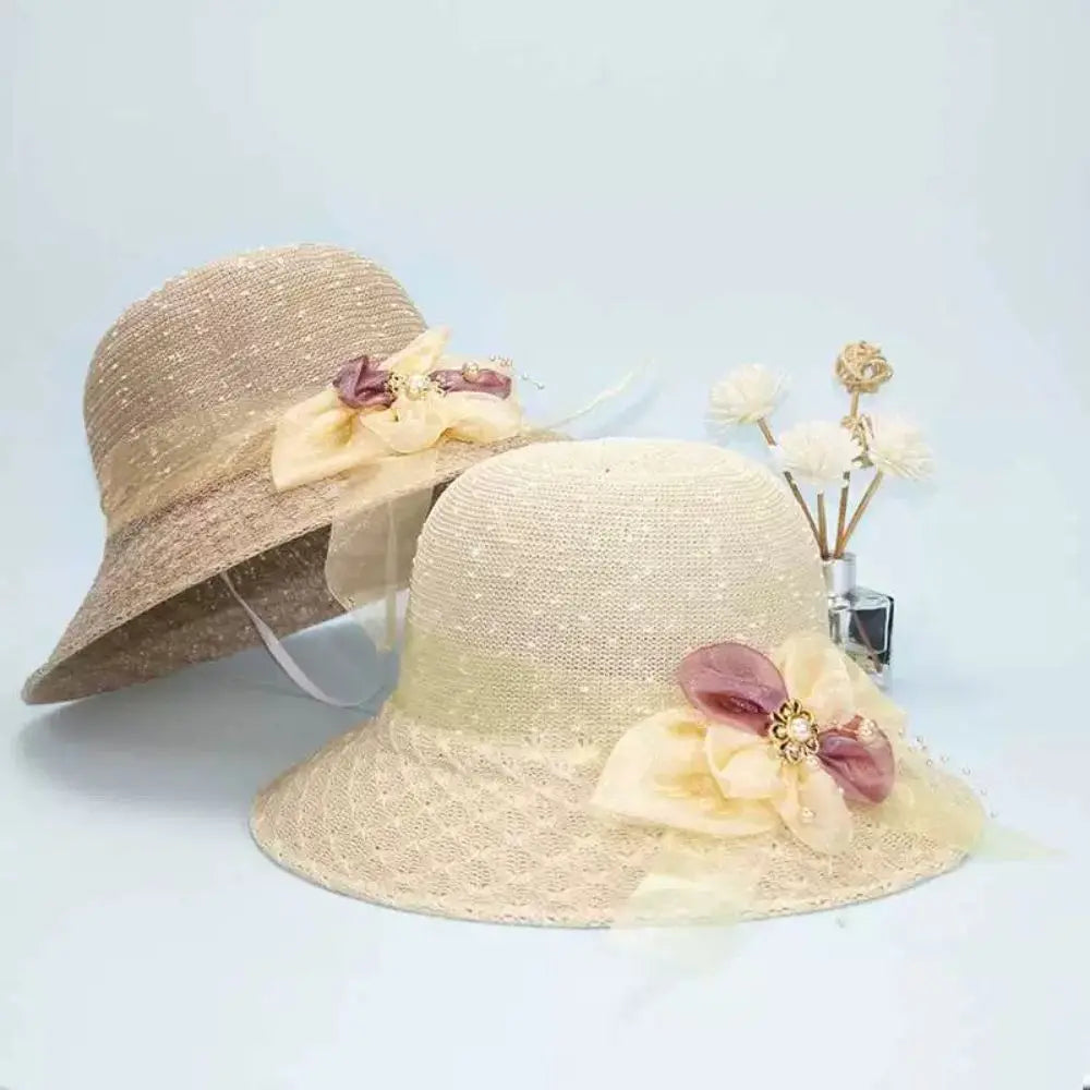 2025 Summer Women’s Sun Protection Straw Hat – Wide Brim Panama Beach Cap with Bowknot Ribbon for Ladies & Girls Outdoor