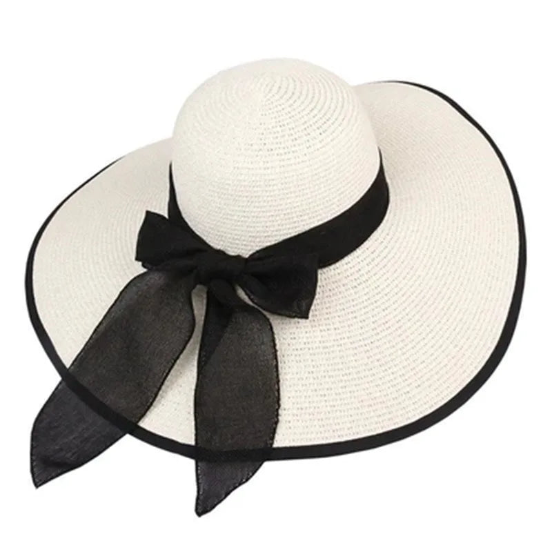 Women’s Wide Brim Straw Sun Hat – Foldable Beach Hat for Summer Holidays, Travel & UV Protection
