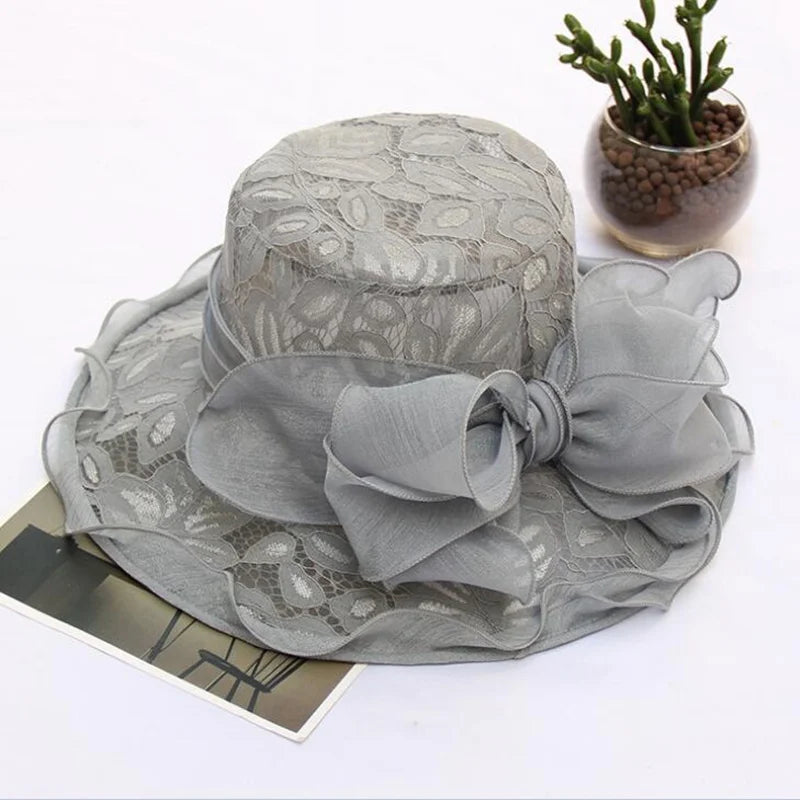 New Summer Organza Church Derby Hat – Women’s Fascinator Bow Cap for Tea Party & Wedding