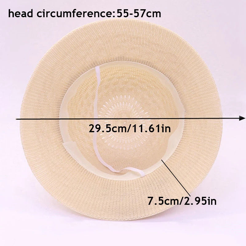 2025 Summer Women’s Sun Protection Straw Hat – Wide Brim Panama Beach Cap with Bowknot Ribbon for Ladies & Girls Outdoor