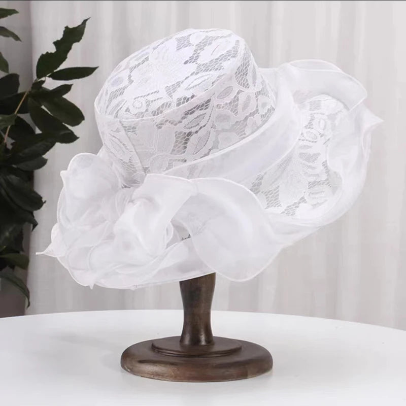 New Summer Organza Church Derby Hat – Women’s Fascinator Bow Cap for Tea Party & Wedding