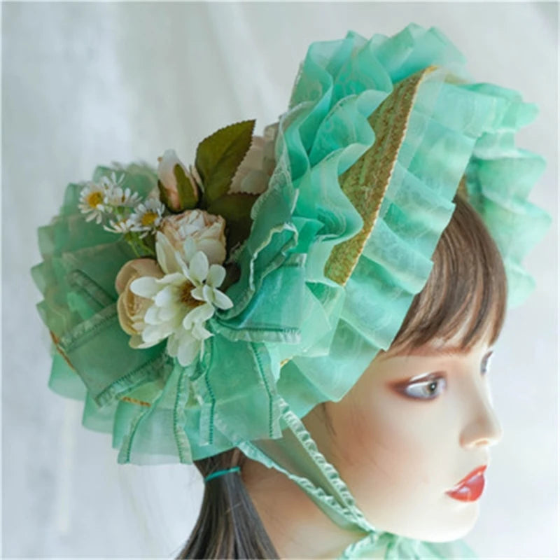 Handmade Lace Straw Sun Hat – Elegant Ribbon Wide Brim Hat for Women, Lolita Fashion Tea Party, Summer Beach & Travel