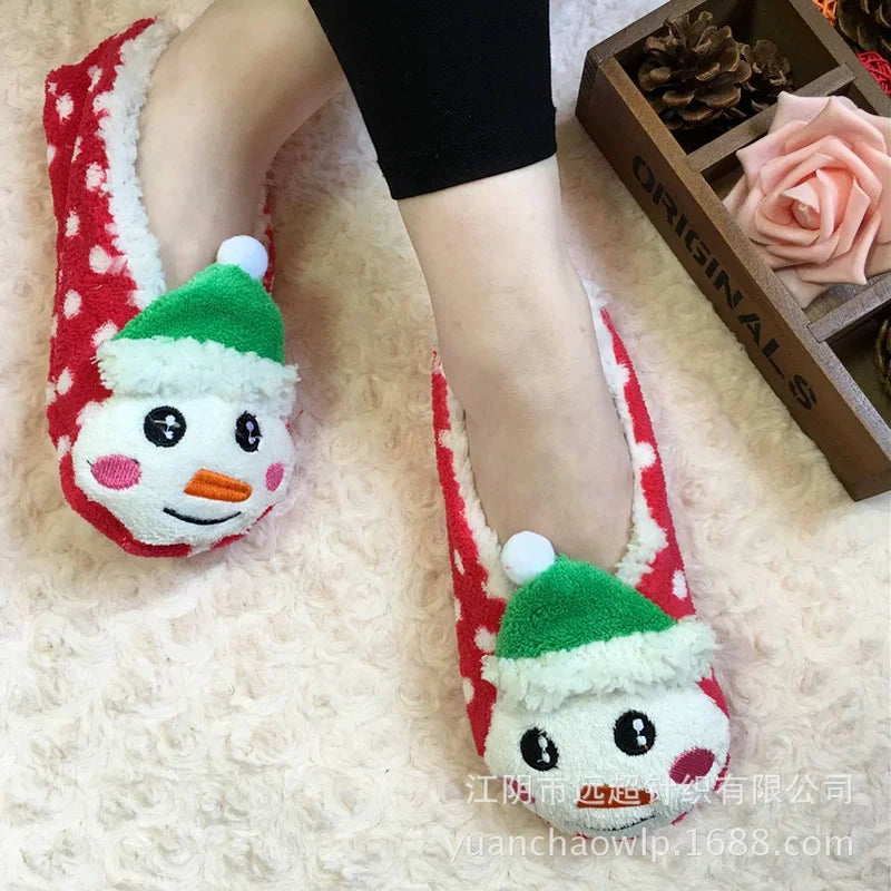 Fluffy Christmas House Slipper Socks β Kawaii Plush Winter Shoes, Cozy Cotton Anti-Skid Indoor Footwear for Women 2025