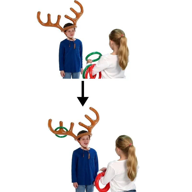 Christmas Inflatable Reindeer Antler Ring Toss Game β Fun Santa Party Toy for Kids, Outdoor New Year Gift