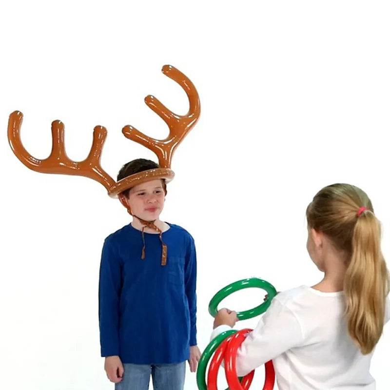 Christmas Inflatable Reindeer Antler Ring Toss Game β Fun Santa Party Toy for Kids, Outdoor New Year Gift