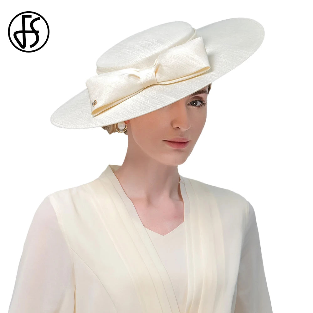 Wide Brim Church Fascinator Hat β Elegant Big Bowknot Fedora for Women, Kentucky Derby, Weddings & Tea Parties