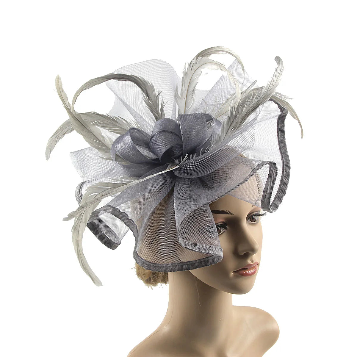 Lady's Flower Fascinator Headband β Elegant Pillbox Hat with Veil & Feather for Cocktail, Tea Party & Special Events