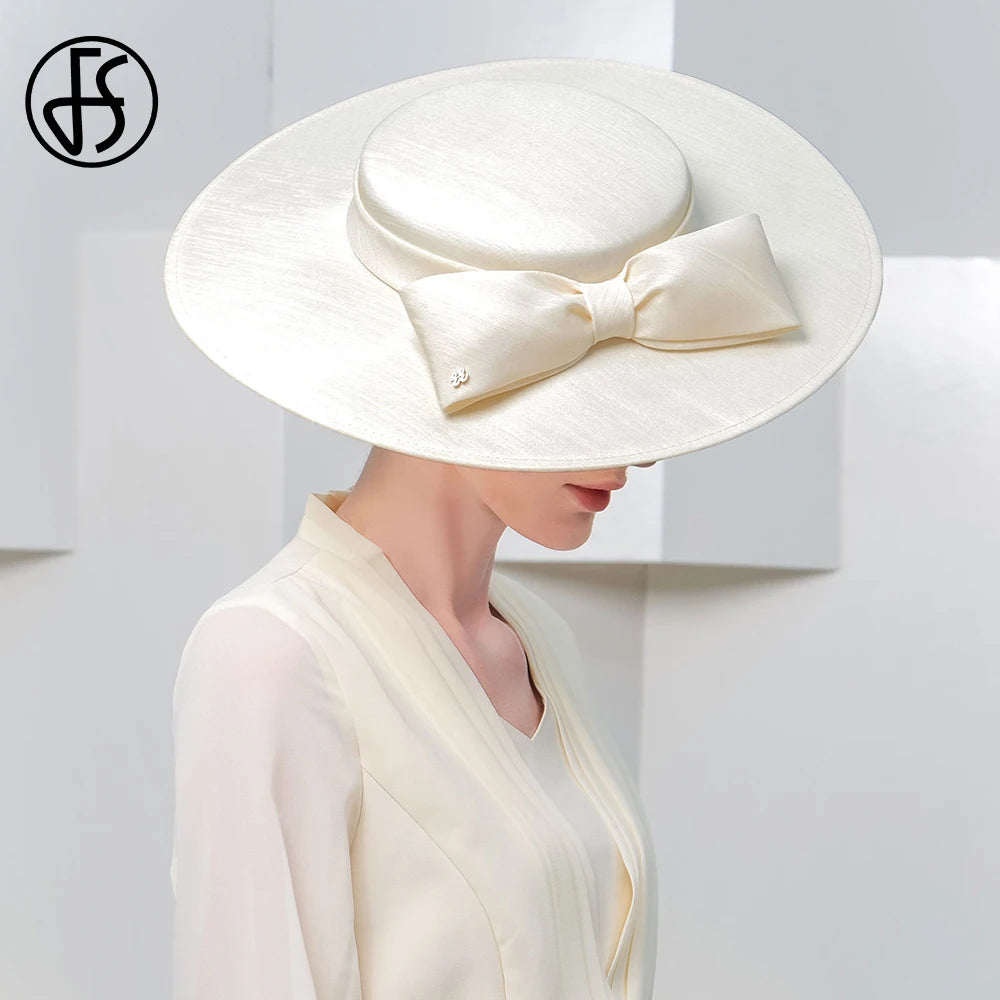 Wide Brim Church Fascinator Hat β Elegant Big Bowknot Fedora for Women, Kentucky Derby, Weddings & Tea Parties