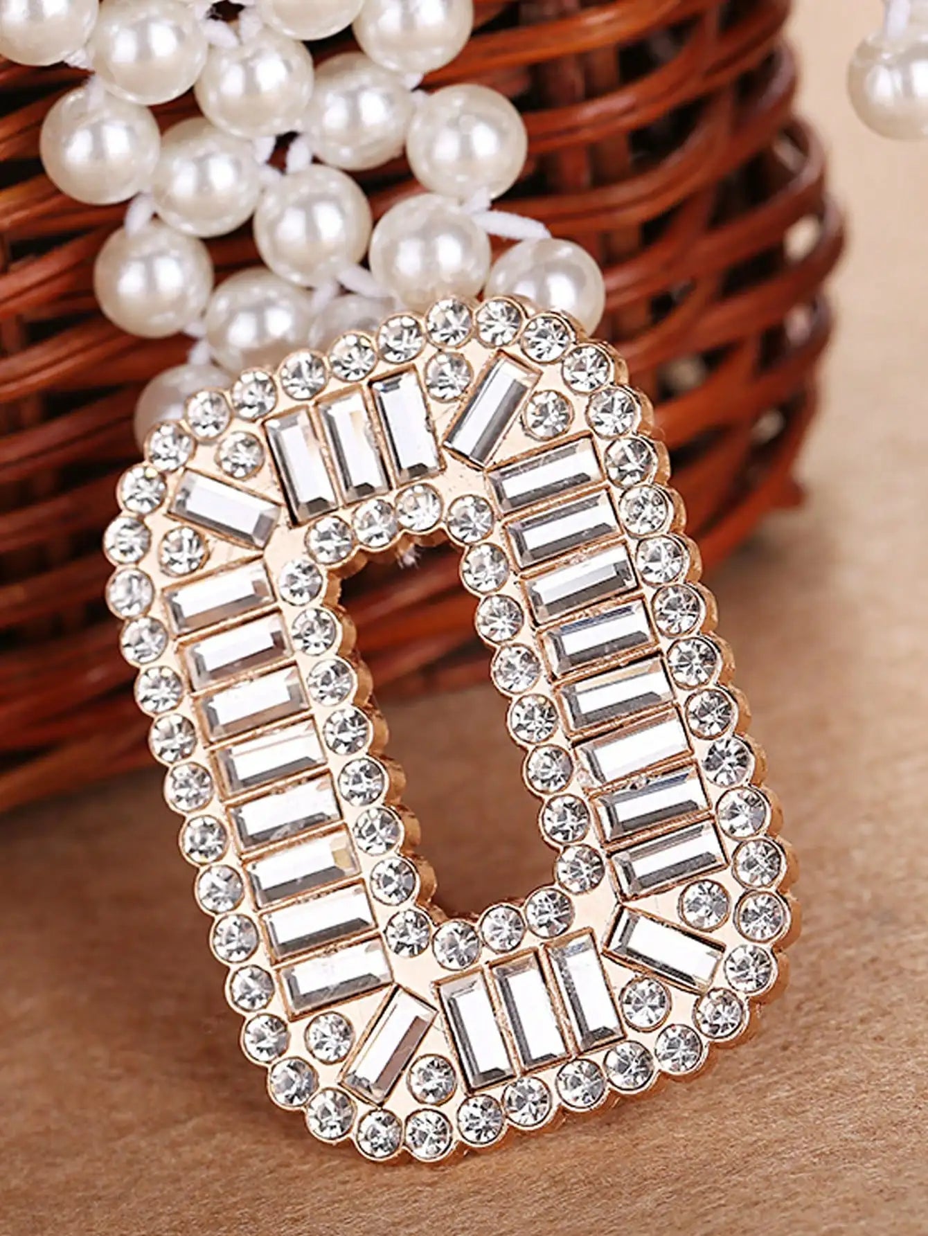 1pc Women's Elastic Waist Belt With Gold Buckle And Five Rows Of Faux Pearls, Sweet And Fashionable
