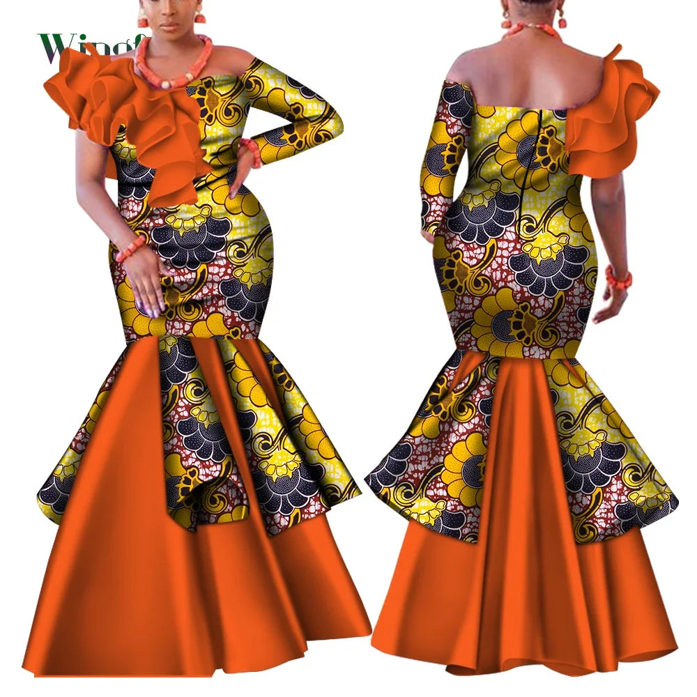 Dashiki African Mermaid Dress, Ankara Gown, African maxi mermaid, African prom dress, African prom 2024