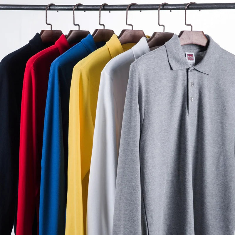 Classic Polo Shirt Men Long Sleeve Casual Cotton