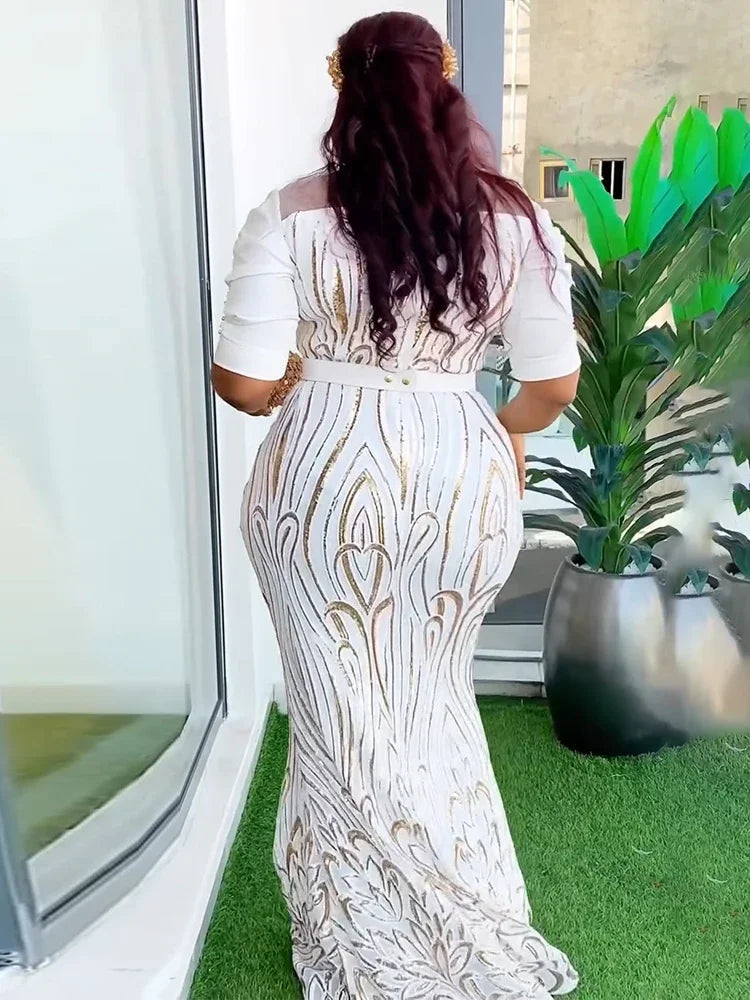 2025 Elegant Sequin Mermaid Gown – Luxury African Dubai Wedding & Evening Dress