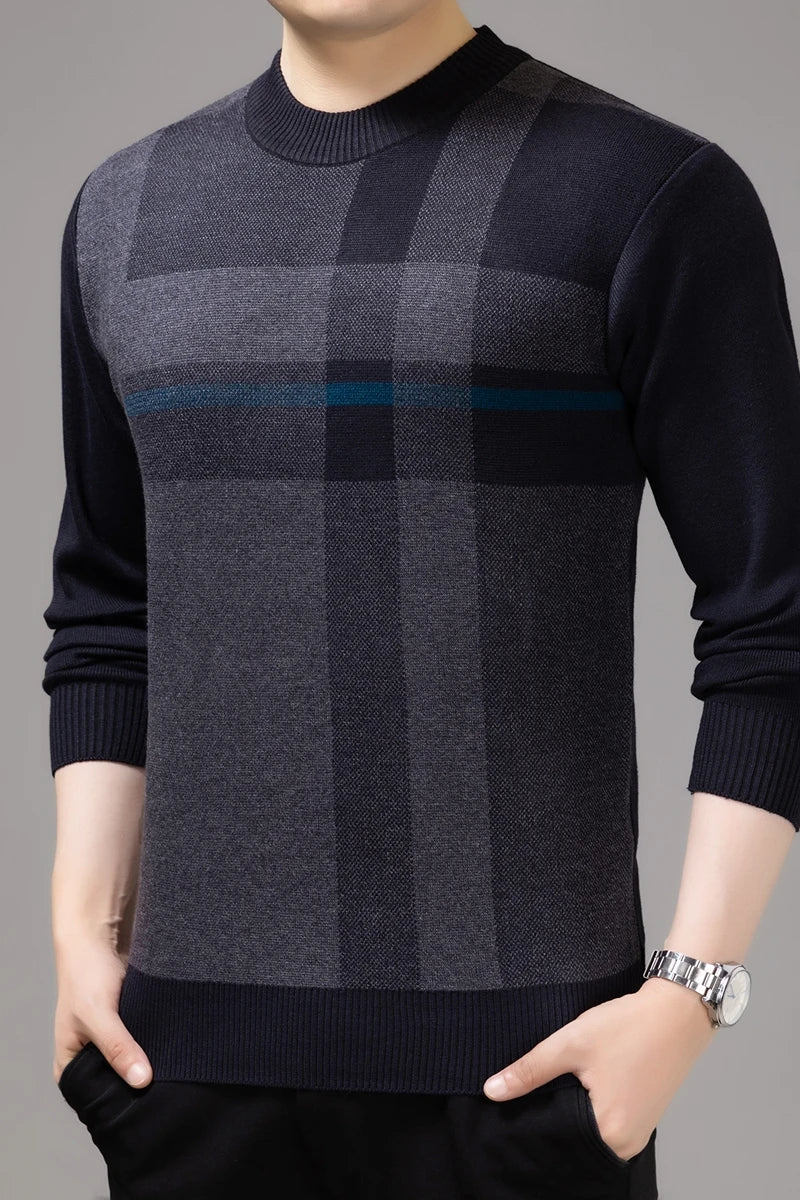 Casual Thick Warm Striped Knitted Pull Sweater Men Wear Jersey Dress Pullover Knit Sweaters Male Fashion