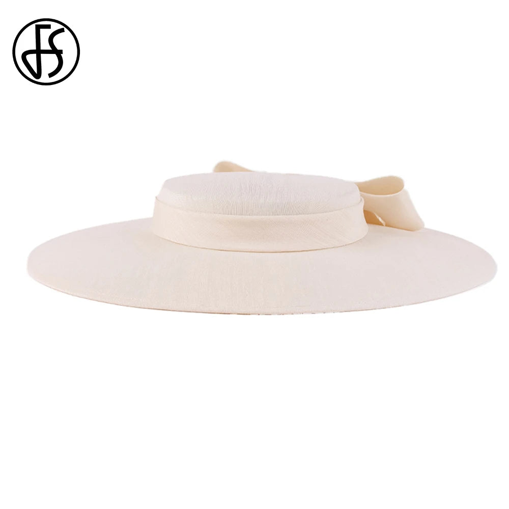 Wide Brim Church Fascinator Hat β Elegant Big Bowknot Fedora for Women, Kentucky Derby, Weddings & Tea Parties