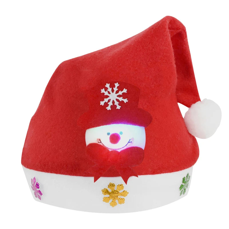 Red Christmas Santa Hat β Warm Cotton Xmas Cap with Lights, Perfect for Adults & Kids, New Year & Navidad Gifts