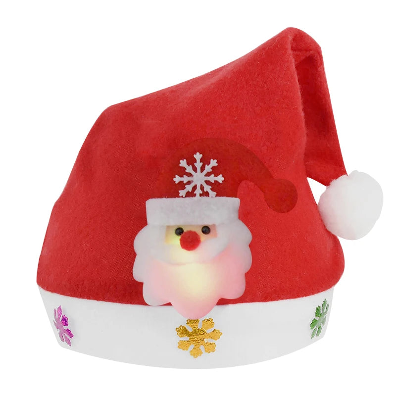 Red Christmas Santa Hat β Warm Cotton Xmas Cap with Lights, Perfect for Adults & Kids, New Year & Navidad Gifts