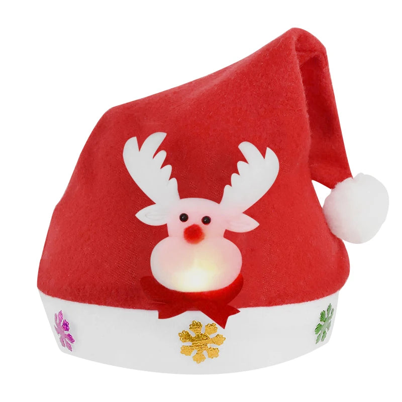 Red Christmas Santa Hat β Warm Cotton Xmas Cap with Lights, Perfect for Adults & Kids, New Year & Navidad Gifts