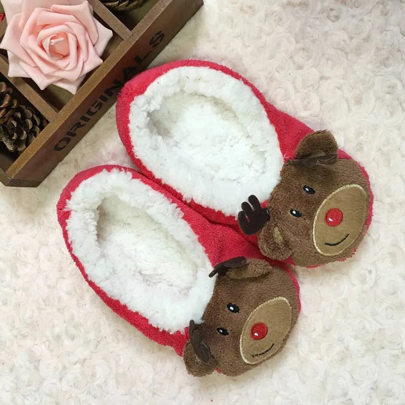 Fluffy Christmas House Slipper Socks β Kawaii Plush Winter Shoes, Cozy Cotton Anti-Skid Indoor Footwear for Women 2025