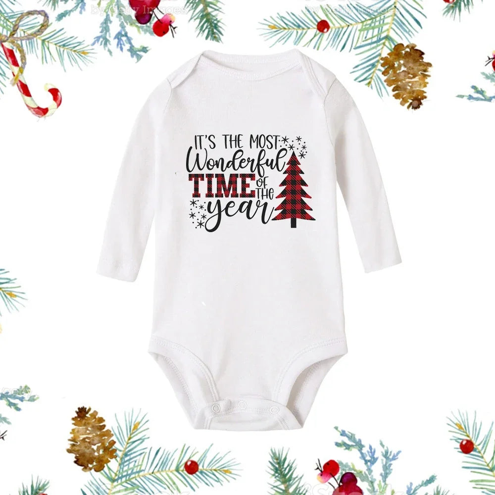 My First Christmas Baby Romper β Newborn White Long Sleeve Bodysuit with Cartoon Snowman Print, Infant Baptism Outfit & Xmas Gift