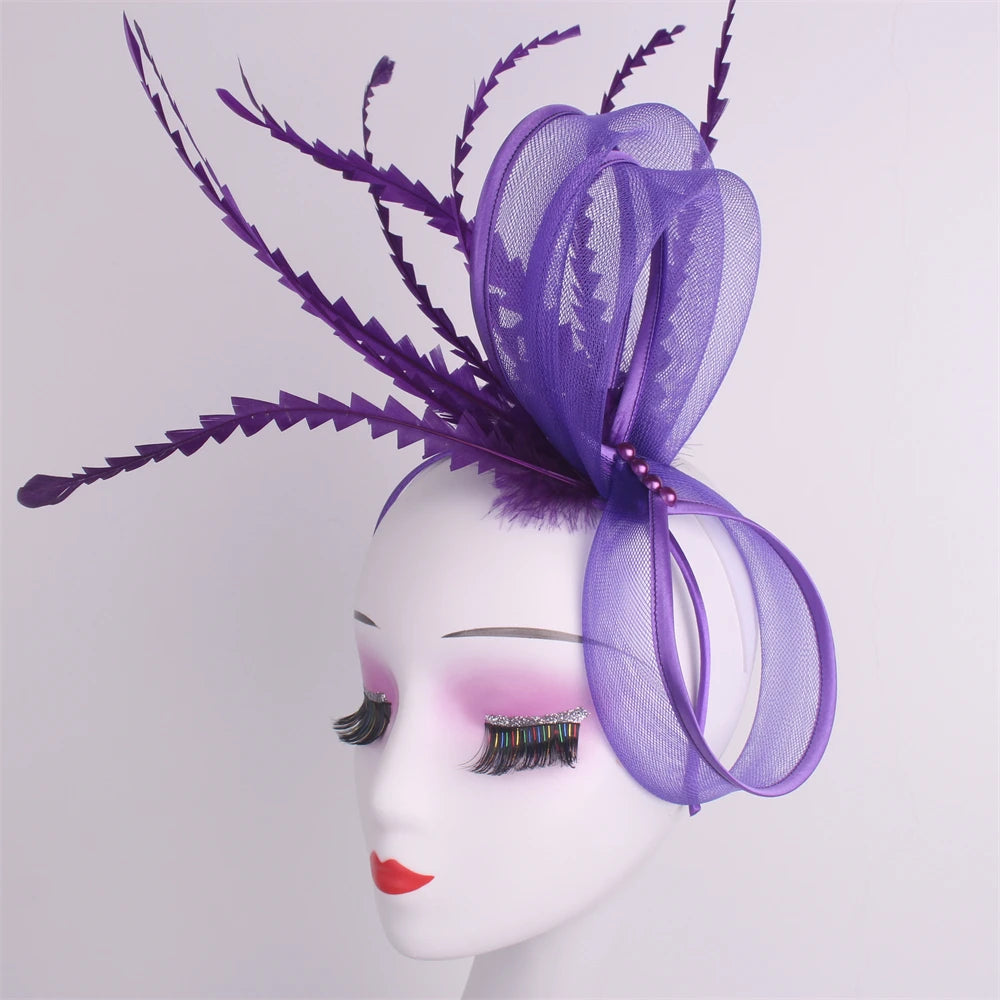 Women's Elegant Bow Fascinator β Feather Pillbox Hat with Veil for Weddings, Parties, Derby & Bridal Headwear