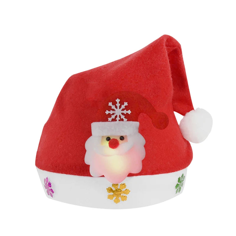 Red Christmas Santa Hat β Warm Cotton Xmas Cap with Lights, Perfect for Adults & Kids, New Year & Navidad Gifts